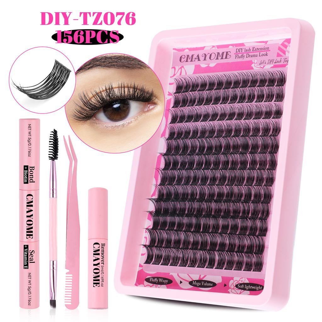 Dichtes Einzel-Cluster C-Song Falsche Wimpern Set 14-18mm Natürlicher Schwung DIY Segmentierte Wimpern