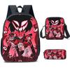 Hazbin Hotel Anime Ensemble de 3 pièces Sac à dos Étudiant Sac d'école à bandoulière Enfants Mignon Sac à dos de voyage Cadeau d'anniversaire pour enfants