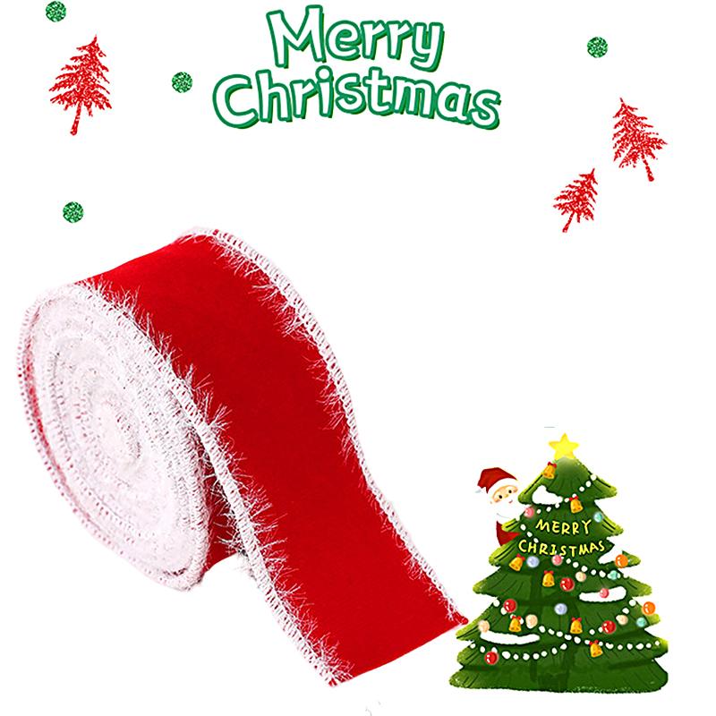 Christmas Hair Bows DIY Fabric Art Decoration Packaging Ribbons Handmade Velvet Ribbon Home Party 2m/Roll