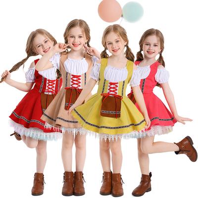 Kids Girls German Beer Festival Dress Apron Sets Outfit Children French Maid Japanese Lolita Halloween Cosplay Costume