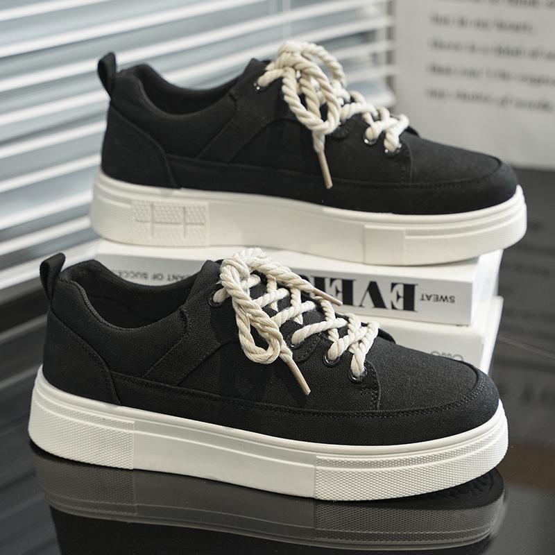 

Мужская обувь из парусины 2025 года, новая четырехсезонная дышащая нишевая модель, универсальная повседневная обувь для сноубординга, студенческая спортивная черная модная обувь 44 чёрный