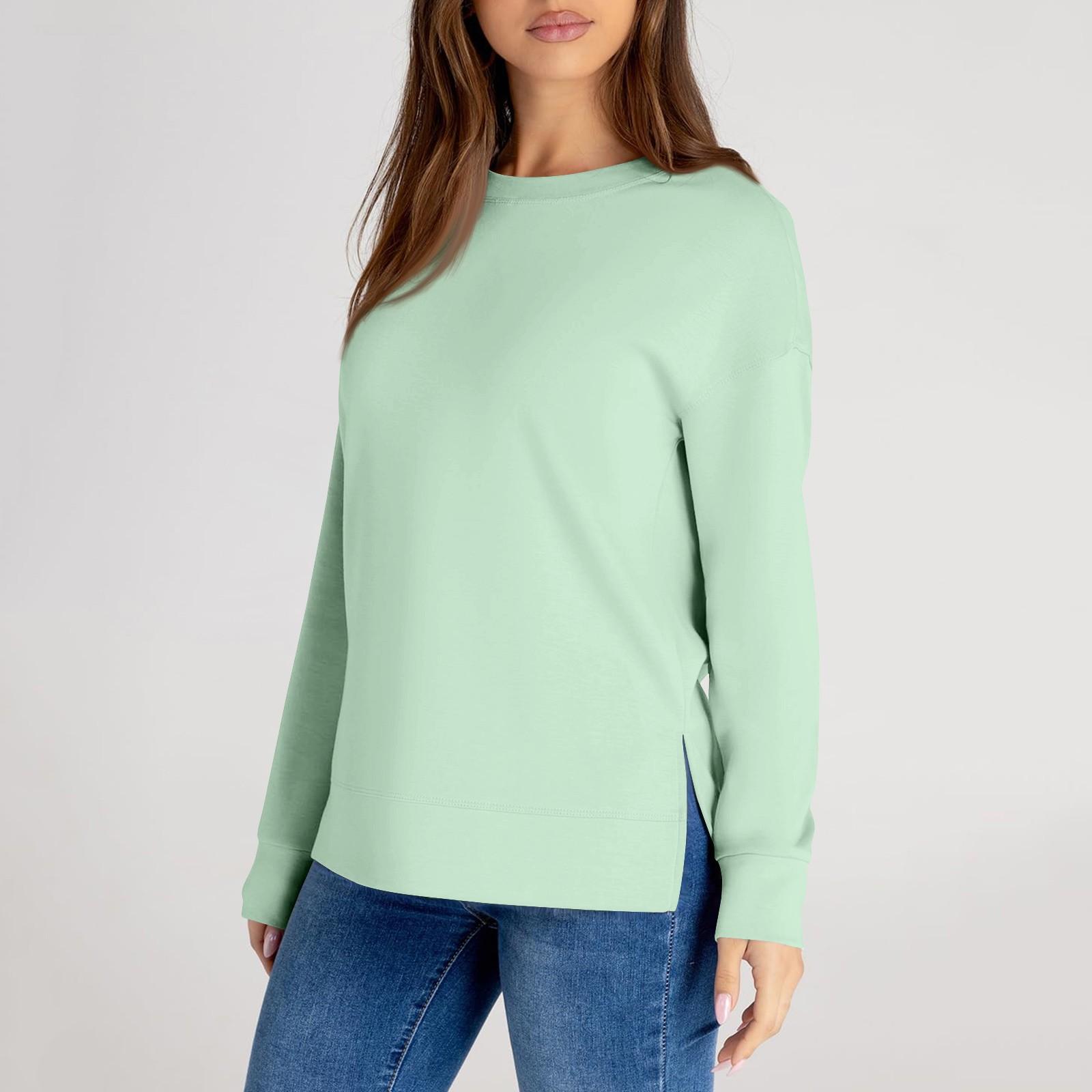 

Женский повседневный модный однотонный свитер с круглым вырезом и длинными рукавами L