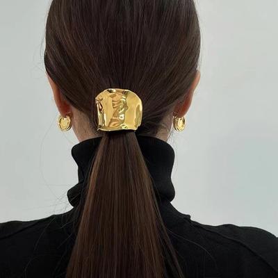 Koreanische Metall Unregelmäßige Konkav-Konvexen Lava Einsatz Haarnadel für Frauen Retro Hochwertige Pferdeschwanz Halter Haarnadel Kopfschmuck