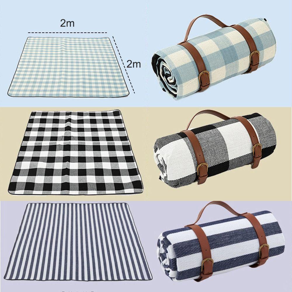 Foldable Travel Picnic Mat Thick Leather Strap Picnic Blanket Portable Moisture Proof Mat