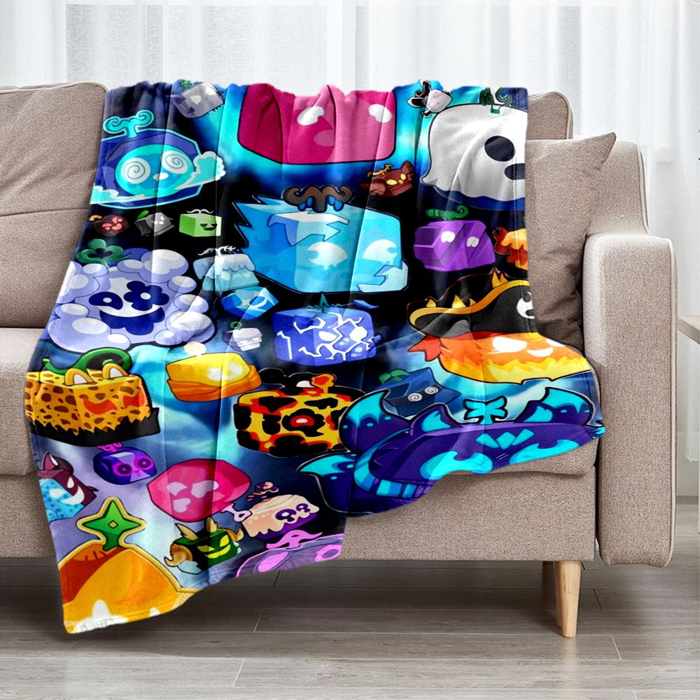 Blox Fruits Theme Printed Blanket - Perfect for Couch, Bed, Travel & Outdoor Use | Machine Washable, Cozy & Durable.