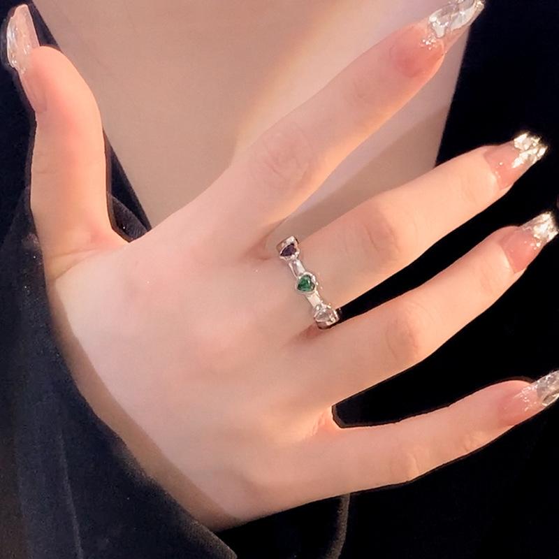 Colorful Heart Stunning Zirconia Ring For Women Geometric Copper Design Ideal For Chic Statements Fashion