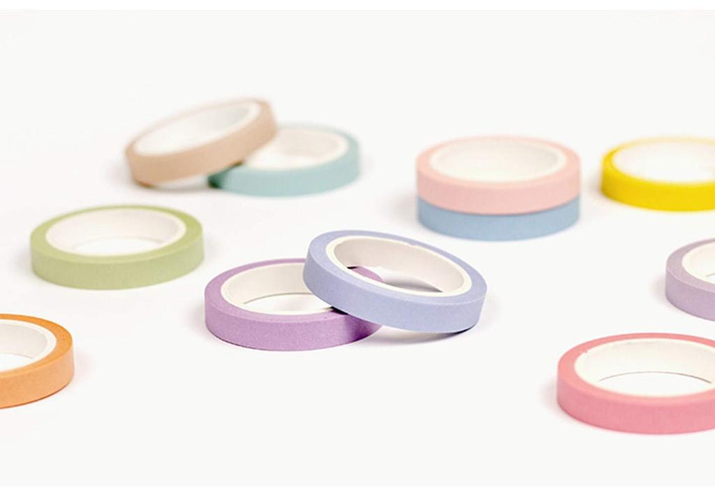 YUBX Masking Macaron Washi Low Saturation for DIY Gift and Gift Decorations Tape, 12-Piece Set, Tape, Colors, Crafts, Journals, Planners, Scrapbooks,