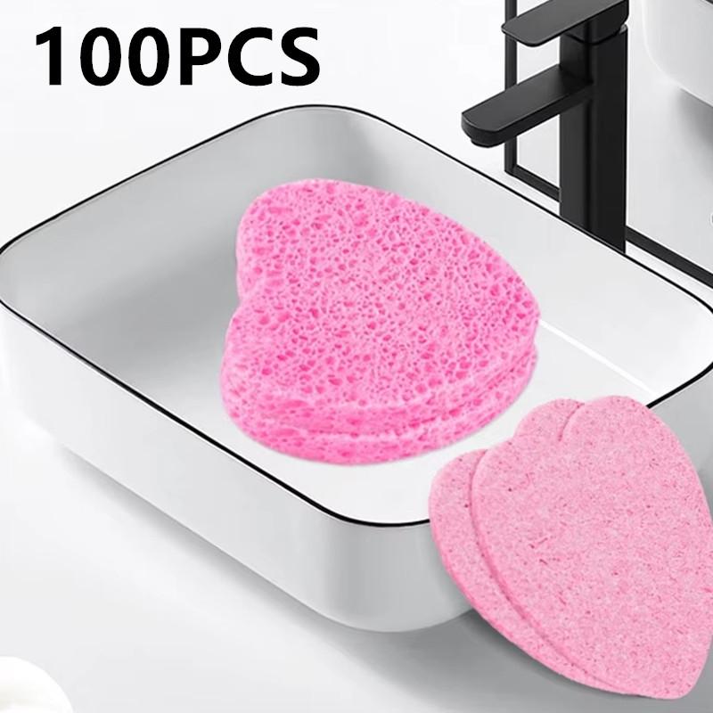 10/20/50/100PCS Heart Shape Natural Facial Cleansing Pads Reusable Facial Sponges Pad Compressed Exfoliating For Cleansing