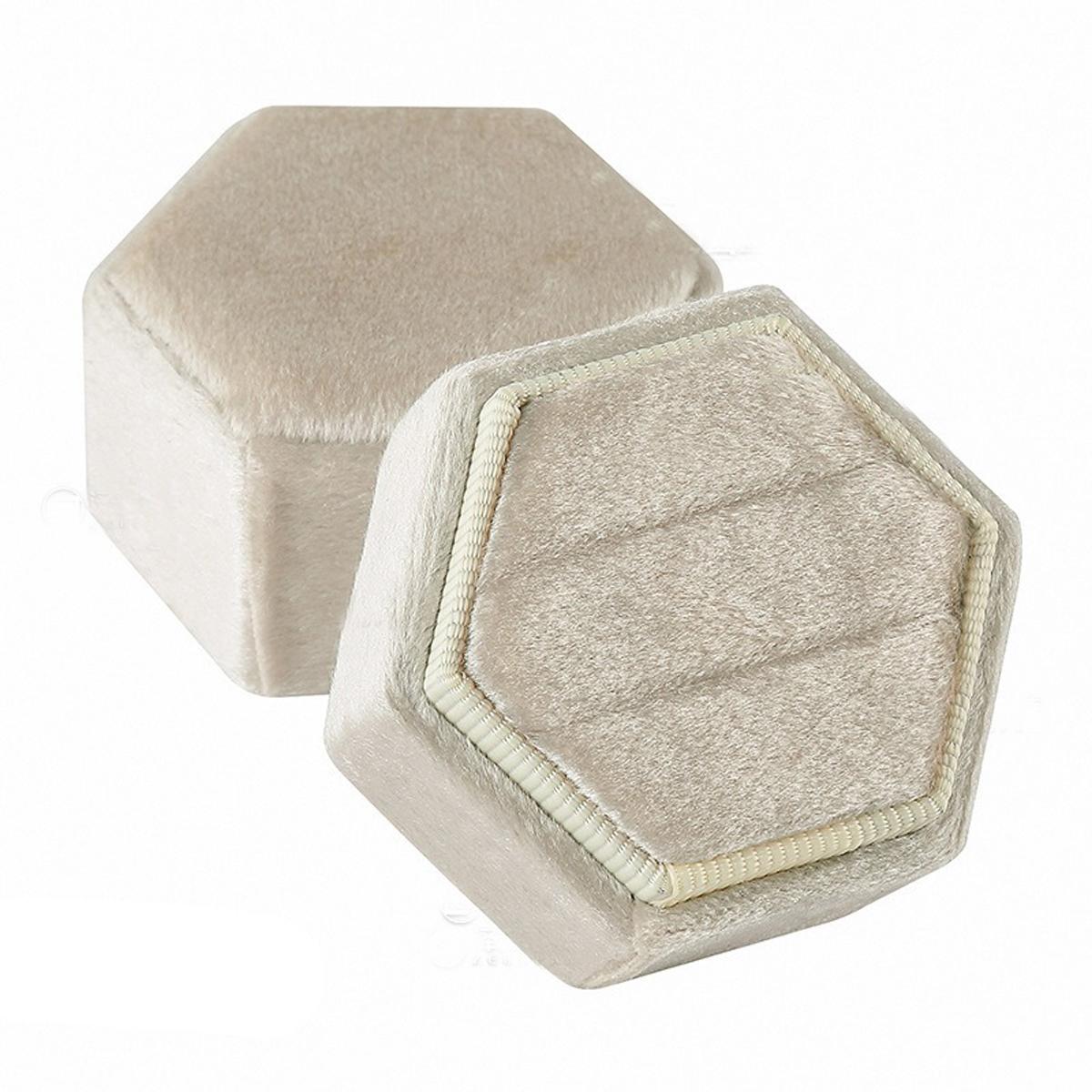 

1pc-Hexagon Flannel Ring Box Colorful Spot Velvet Jewelry Display Packaging for Wedding Confession