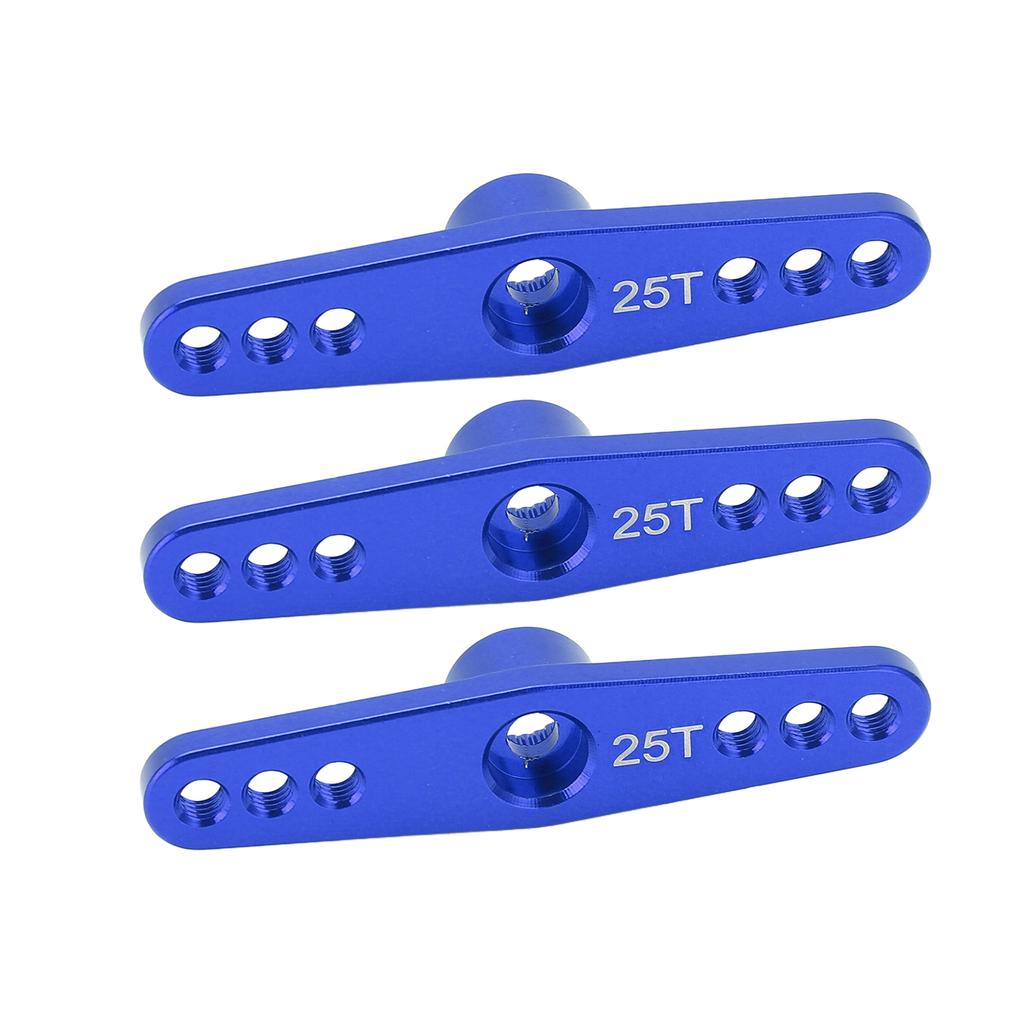 3Pcs 25T Aluminum Alloy RC Servo Arm Horn Long Type for 1 10 Remote Control Car Upgrade PartBlue