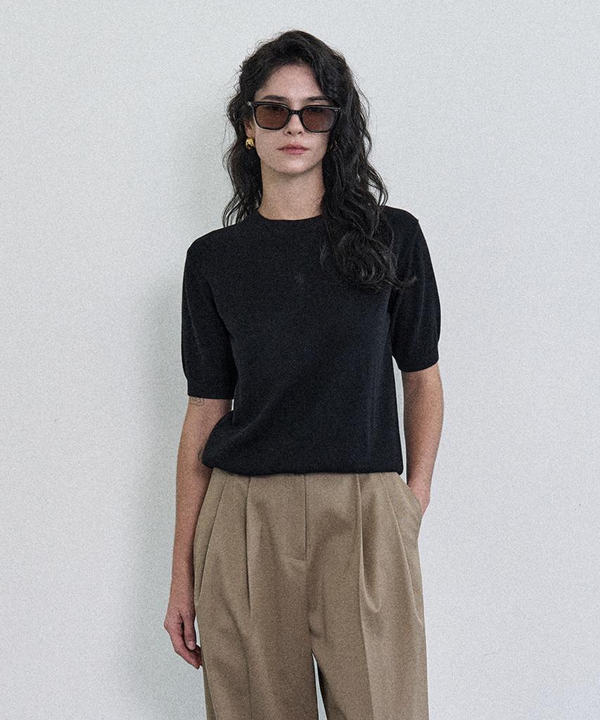 PELOTE Wool Cashmere Short Sleeve Knit Top (3 Colors)