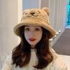Thickened and Warm Korean Version of Autumn and Winter Sweet and Cute Embroidered Ears Showing The Face of The Bear Plush Pot Hat