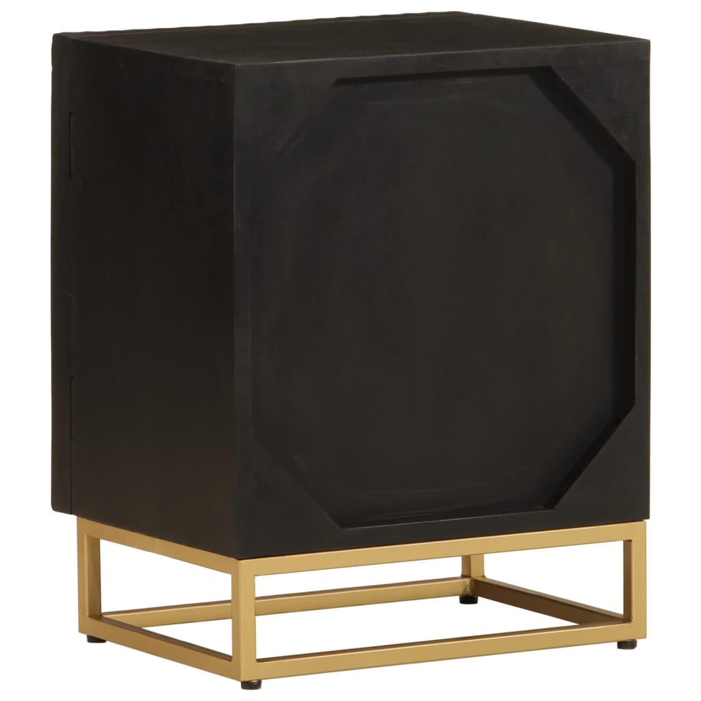 Nightstand Black 40x30x50 cm Solid Mango Wood and Iron