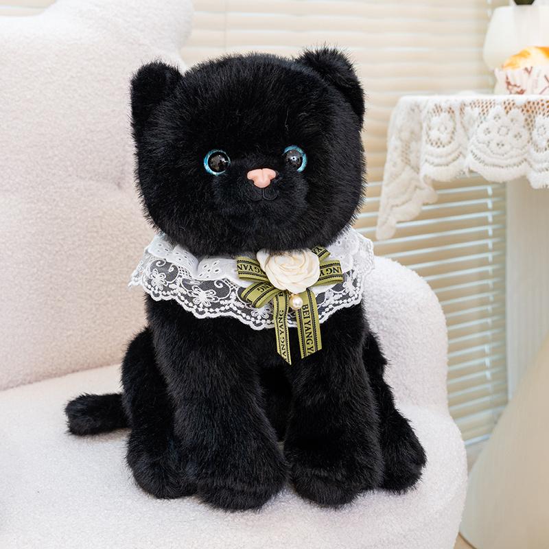 33cm/45cm Cute Lifelike Cat Plush Toy Simulation Soft And Comfortable Black Cat Kitten Stuffed Toy Birthday Gift
