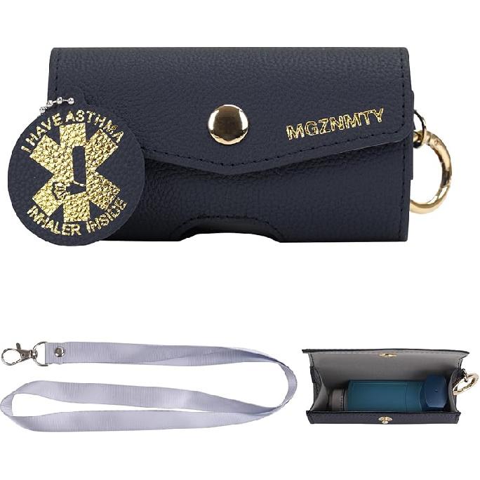MGZNMTY Asthma Inhaler Case, Carrying and Travel Holder Case Compatible with Handy Inhaler for Adults and Kids (ONLY CASE) (Raining Hearts)