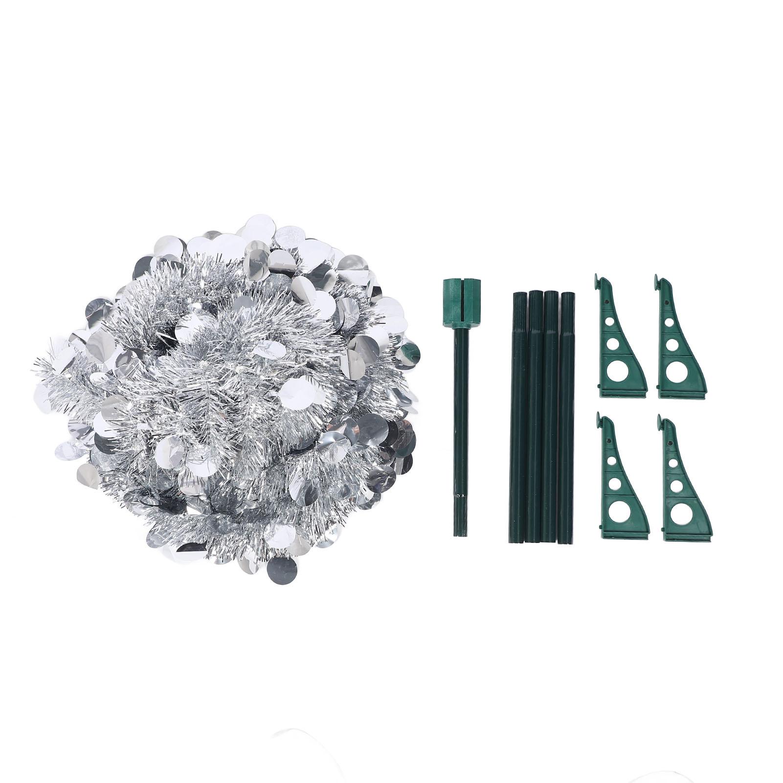 

4.9ft PET Pop Up Xmas Tree Искусственная Рождественская Елка Складная Праздничная Вечеринка Украшения Для Дома В Помещении серебряный