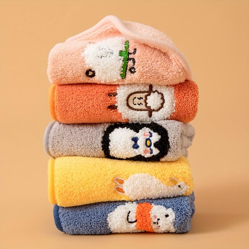 5 Square Towels, Soft Embroidered Face Towels, Small Square Towels, Hanging Towels, Super Absorbent Hand Towels