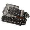 Men's Belt Waist Seal Gun Color Brightly Inlaid with Glass Rhinestones Crocodile Pattern Personality Trendy Style