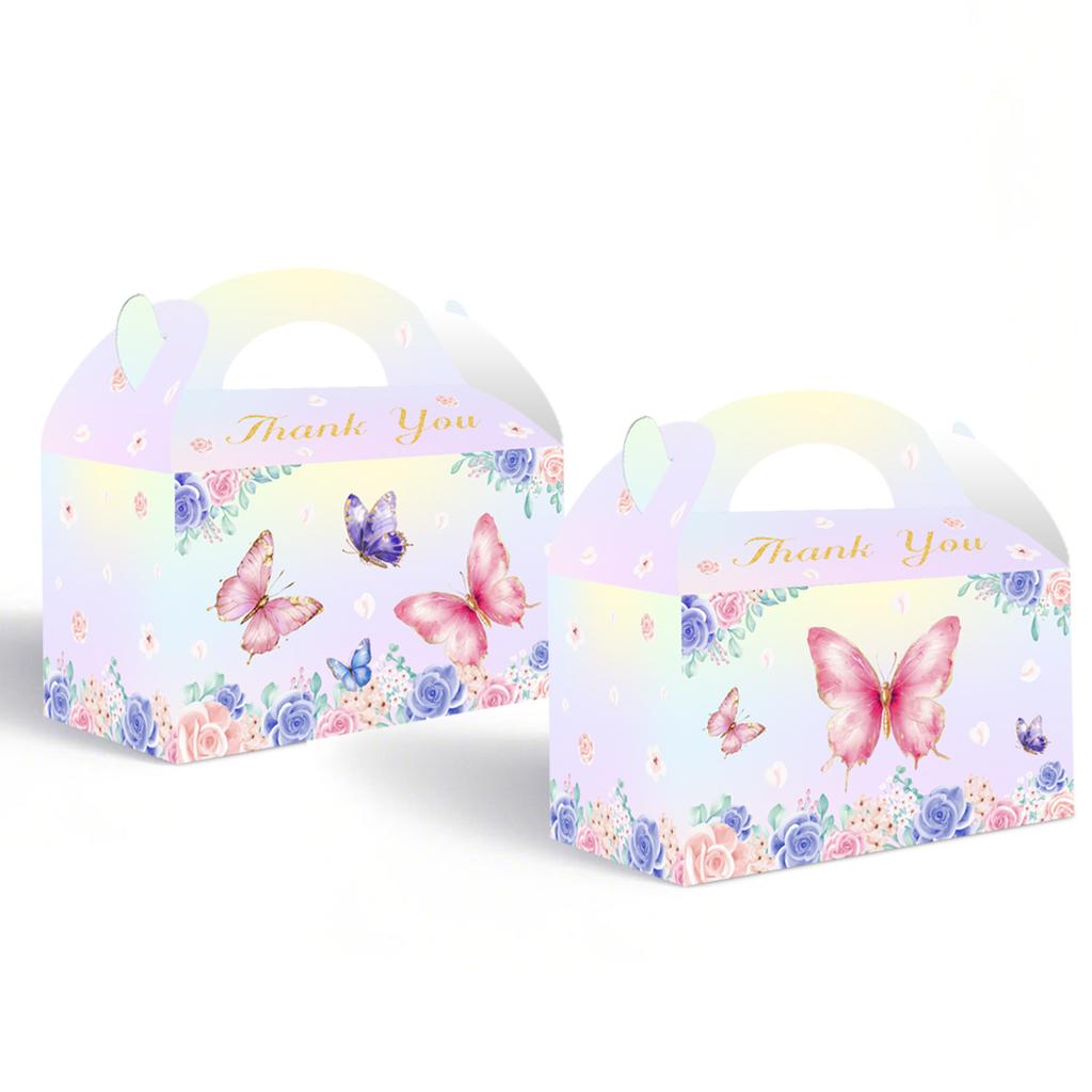 Cutie Cadou Carton Decorare Petrecere de Ziua de Naștere Fată, Cutie Portabilă pentru Gustări Bomboane Fluture