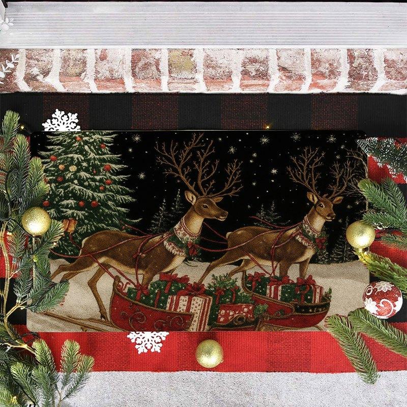 1 Stück Anti-Ermüdungs-Küchenteppiche Schlitten Weihnachten Wasserdicht Rutschfest Dick Gepolsterte Küchenmatte Schwerlast Komfort Stehmatte für Küche