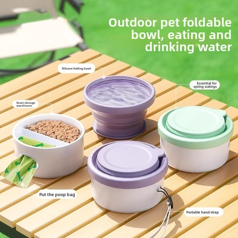 Leak-proof Pet Outdoor Feeding Dish Collapsible Cat Foldable Bowl Pet Bowl Dog Travel Bowl  Camping