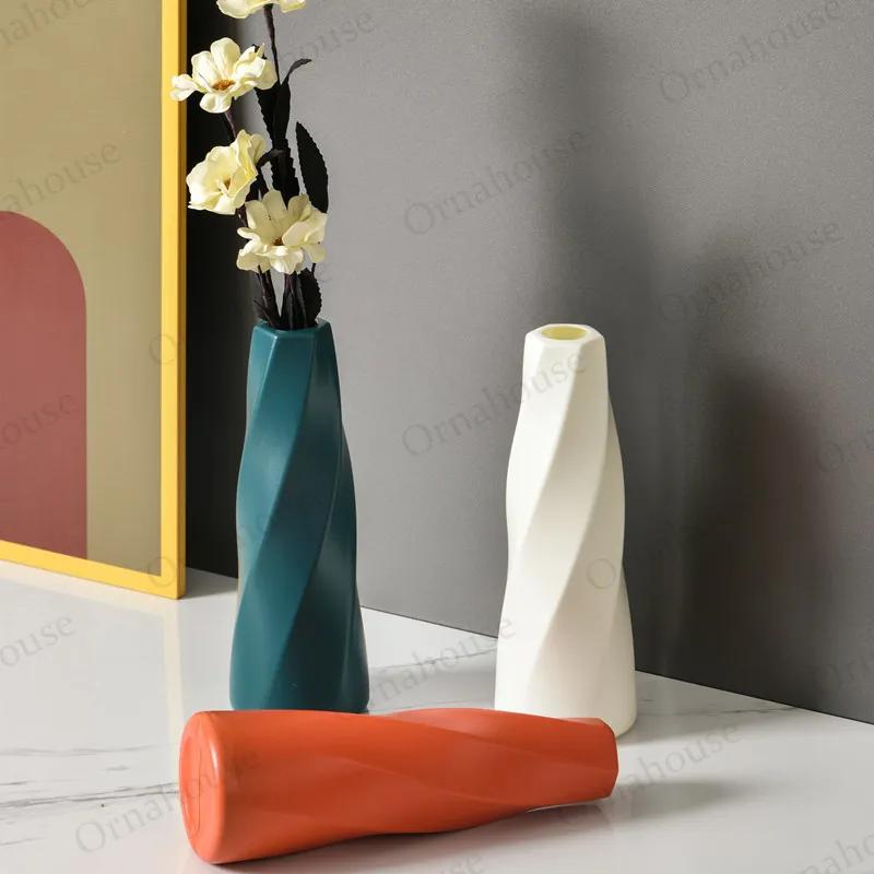 

Modern Minimalist Plastic Vase DIY Imitation Ceramic Flower Arrangement Container Living Room Decoration Vase Desk Decoration