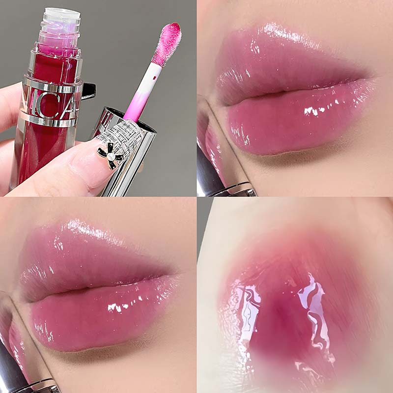 Mirror Water Light Sparkling Lip Plumping Lip Gloss Lasting Moisturizing Jelly Glass Lip Tint Waterproof Korean Makeup Cosmetics