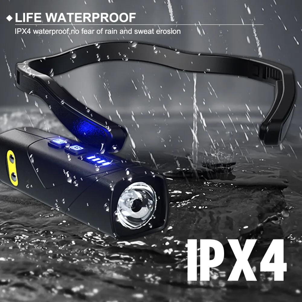 Induction LED Headlamp  Ear Hook Lightweight Waterproof Hands-Free Flashlight for Fishing Cycling Running Camping Hiking