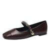 Französische Damen-Ballerinas mit Ein-Wort-Schnalle, Frühling und Herbst 2025 neu, Kette, flacher Ausschnitt, eckige Spitze, Retro Mary Jane Damenschuhe