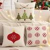 Embroidery Throw Pillow Cover Christmas Decoration Velvet Soft Christmas Tree Bell Winter Farmhouse Home Sofa Living Room