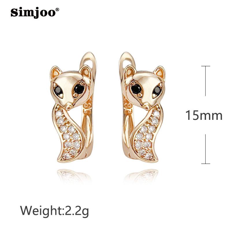 SIMJOO Fashion Cute Cat Fox Zircon Lady Ear Buckles