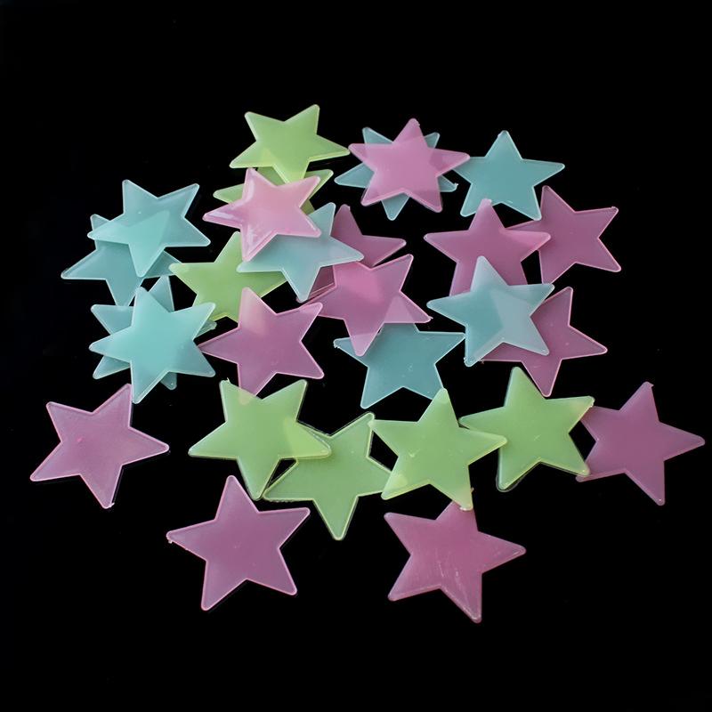 100x Wall Stickers Stars Luminous The Dark Plastic .8cm