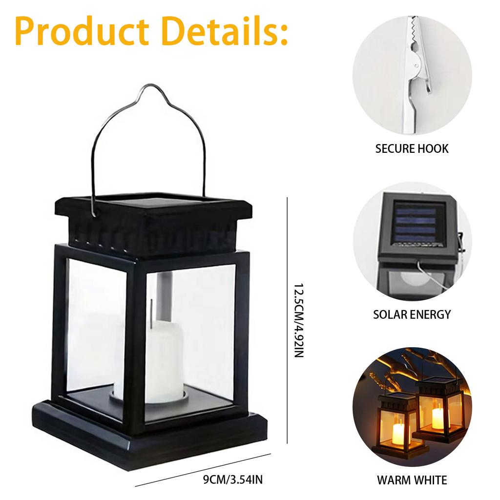 4pcs Metal Hanging Solar Lights Waterproof Outdoor Hanging Lantern Solar-Powered Light for Yard Patio Pathway Porch Garden Decor