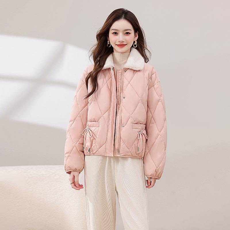 Korean Diamond Checkered Short Down Cotton Jacket for Women, Women's 2025 New Trendy Autumn and Winter Jacket, Women's Padded Jacket