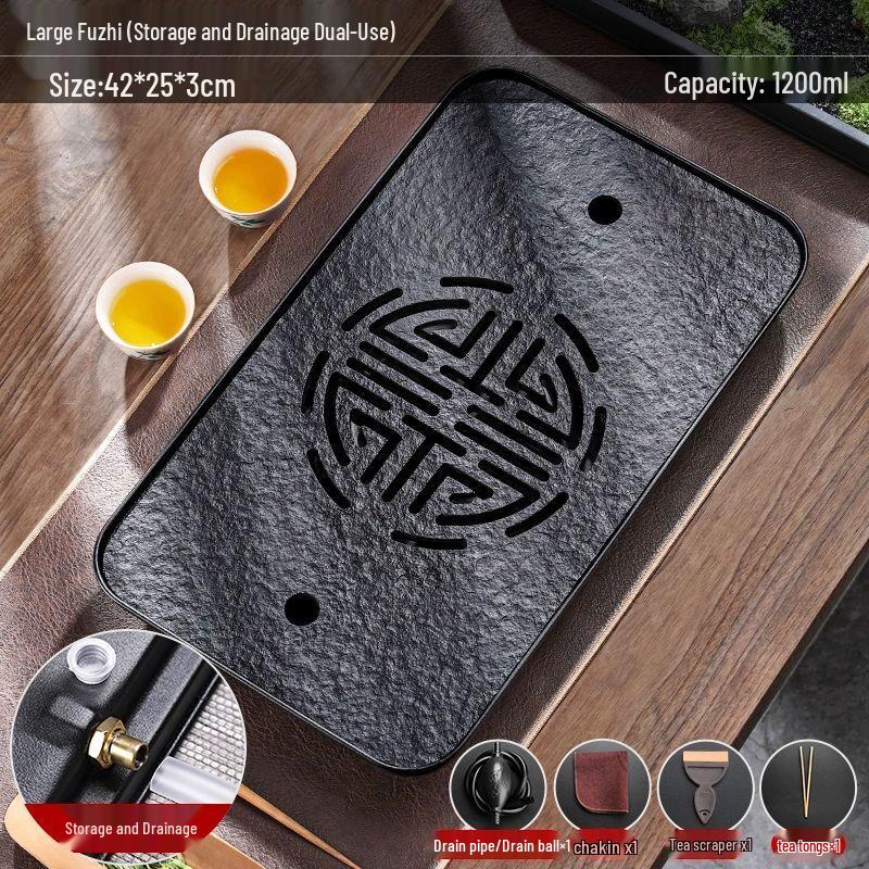 Modern Black Gold Stone Tea Tray
