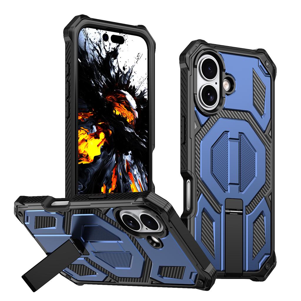 For iPhone 17 Magnetic Case Rotating Kickstand PC + TPU Shockproof Drop-proof Phone Cover