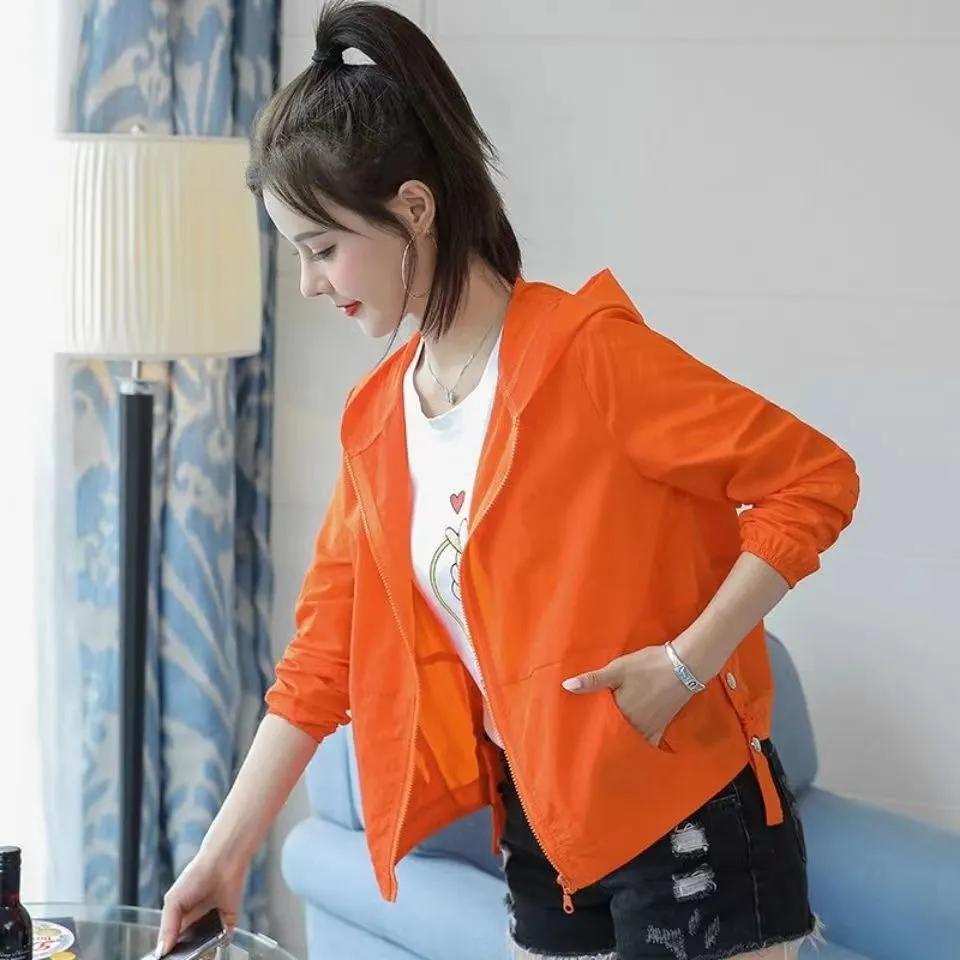 Short Sunscreen Clothing Korean Version of The Wild Anti-ultraviolet Hooded Thin Long-sleeved Breathable Women