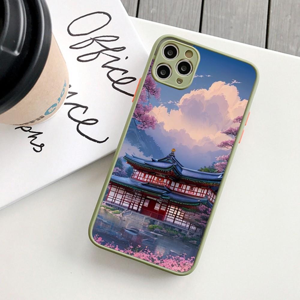 Japanese Landscape Phone Case For IPhone 14 11 12 13 Mini Pro Max 8 7 Plus X XR XS MAX Translucent Matte Cover