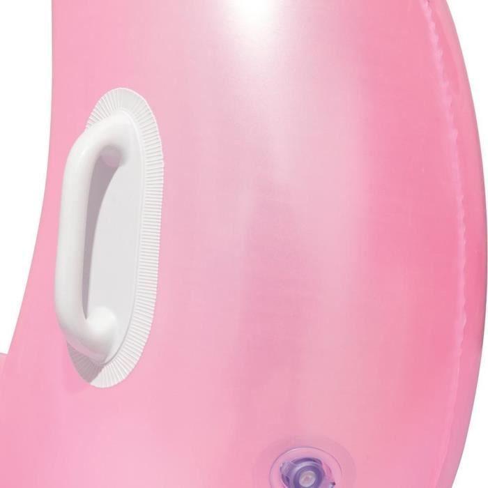 Bouée XXL chevauchable flamant rose Luxe - BESTWAY - 173 x 170 cm - Vinyle résistant - Soupapes de sécurité