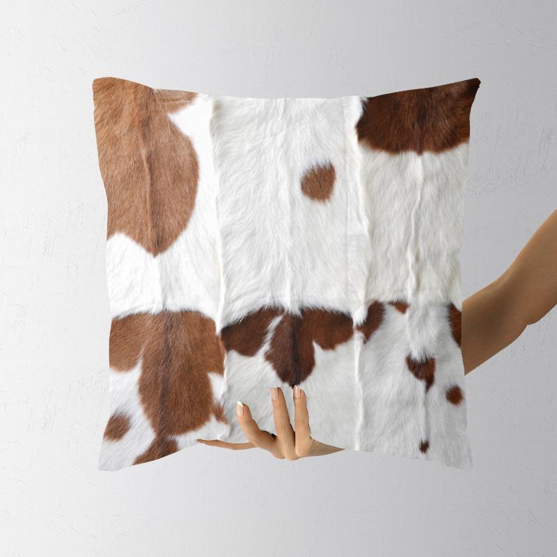 Plush Cow Print Pillowcase 50x50cm Double-sided Cushion Cover Artistic Color-block Throw Pillow Cover Home Decor