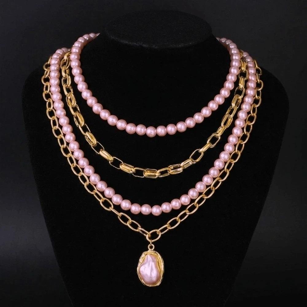 Multi-Layer Paperclip Chain Necklace Gold Tone Choker Necklace Women