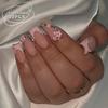 European & American Style Flash Diamond Flower French Manicure Press-On Nail Tips