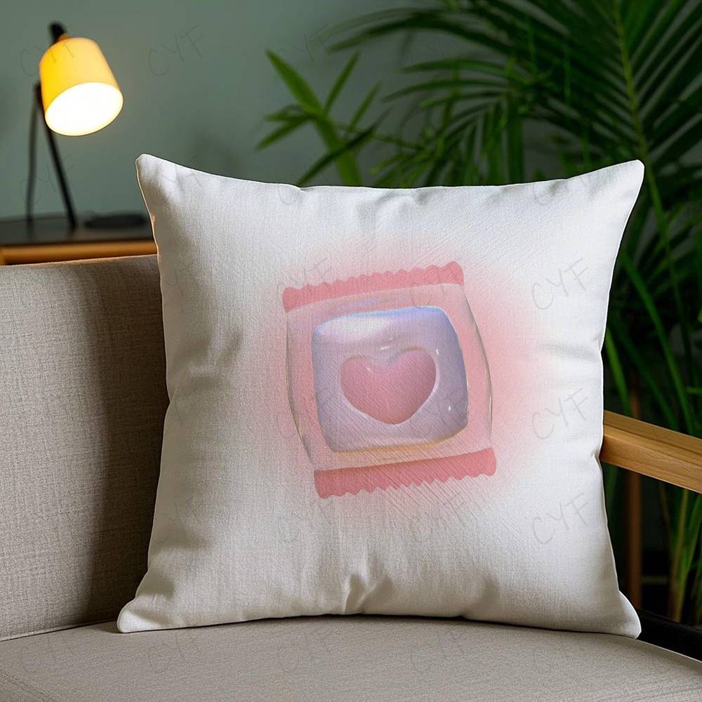 Sweet Pink Candy Pillow Case Safe Custom Photo Pillow, Anti-Fade Brushed Fleece Cushion, Maternal & Infant Safe.