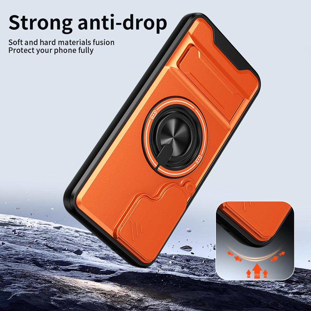 For Samsung Galaxy S24 FE Magnetic Case Ring Holder Foldable Kickstand TPU PC Phone Cover with Camera Lens Slider