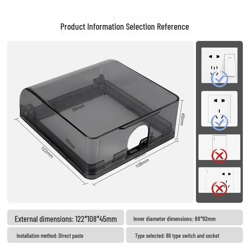 Universal Bathroom 86 Socket Box: Splash-Proof Switch Protector