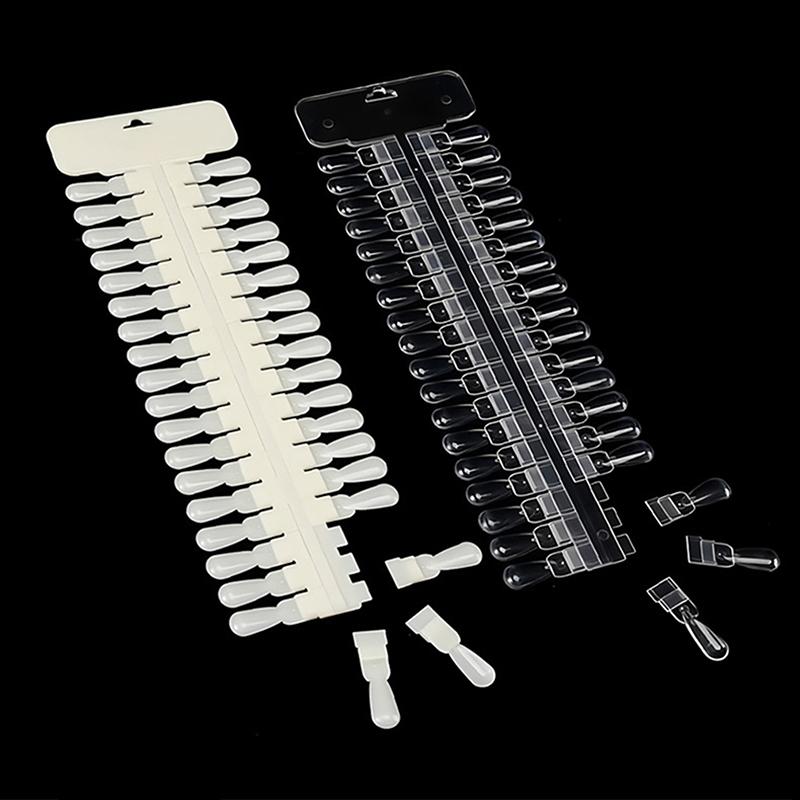 36Pcs Natural/Clear Color Card Removable Nail Art Display False Nail Tips Rack Teardrop Design Manicure Gel Polish Practice Tool