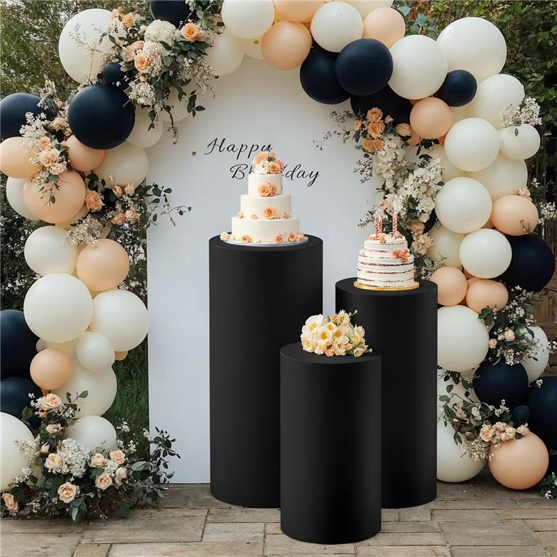 3Pcs Cylinder Plinth Stand Covers Dessert Tables Cloth Pedestal Covers For Wedding Thanksgiving Birthday Party Decoration