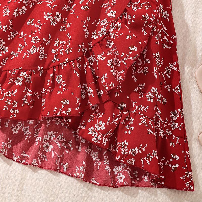 Girls' Fashion Dress Summer Children's Print Sleeveless Waisted Princess Dress