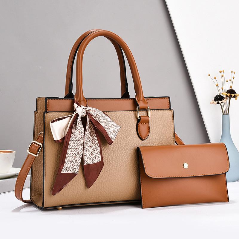 Stylish High-end Pu Leather Womens Tote Bag Set With Spacious Interior And Trendy Colors