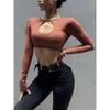 Fashion Long Sleeves Women's Cut Out Sexy Top Quick-Drying Yoga